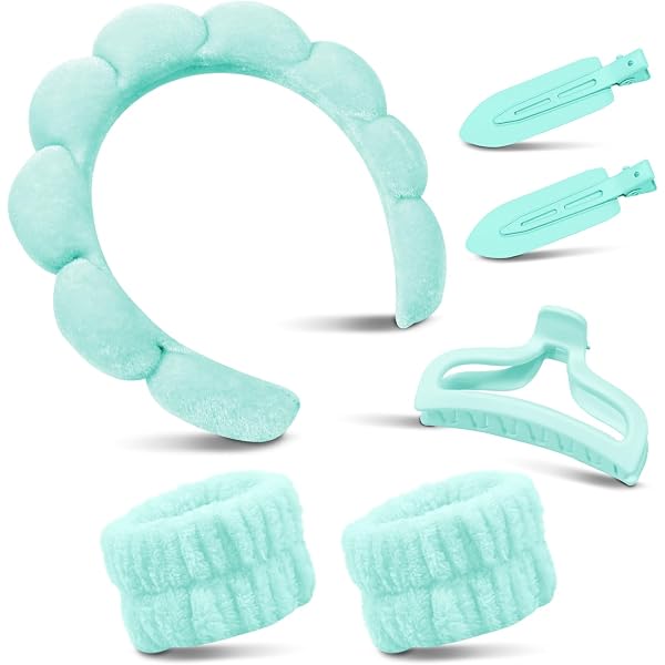 6 Stück Skincare Haarbänder – Pink, Mit Knotendetail, Für Hautpflege, Sport & Alltag