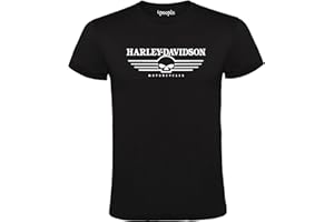 4PEOPLE T-shirt noir avec logo Harley Davidson 100 % coton pour homme Tailles S M L XL XXL