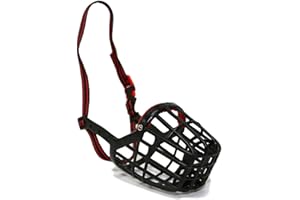 Ancol Dog Muzzle Gentle Strong Secure Basket Style for Aggressive Pets - Durable Plastic Biting Control Black - 30cm L x 10.5cm W - Size 8