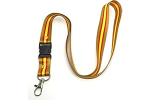 Tarja 73. Lanyard personalizado unisex - Bandera de España Centrada sobre fondo dorado - Para teléfono, llaves, llavero extraíble. Ideal tarjeta de identificación. Llavero cuello estilo profesional.