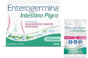 Enterogermina Intestino Pigro, Fermenti Lattici, Probiotici, Prebiotici, FOS, Integratore Regolarità Intestinale, con Psillio, Ibisco, Ippocastano, Opuntia, 20 Bustine Gusto Frutti di Bosco