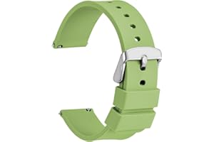 WOCCI Bracelets de Montre en Silicone, Boucle en Acier Inoxydable Argenté, Libération Rapide, Bandes de Rechange en Caoutchouc Souple 13 Couleurs, 14mm 16mm 18mm 19mm 20mm 21mm 22mm 24mm