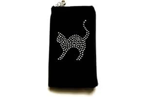 GTSK Reissverschluss Handytasche Softcase schwarz mit Strass Motiv Katze geeignet für Samsung Galaxy S21 Ultra 5G - Handy Schutz Hülle Slim Case Cover Etui Tasche