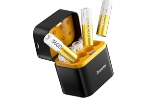 Zepath 8PCS 1,5V AA Lithium Batterie Ricaricabili con Caricabatterie 8 Slot, 3600mWh Dobbia A Batterie Ricaricabili con 2000+Tech, Ricarica & stoccaggio in Uno