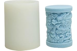 Xidmold Dragon Column Candle Mould Silicone, Dragon Pillar Cylindrical Silicone Mold for Soy Wax Candle, Gypsum, Plaster, DIY Crafts