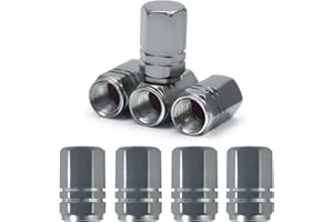 QISF 8 PCS Tire Valve Stem Caps | Aluminum Tire Valve Cap with Rubber Ring | Tyre Dust Caps | Universal Tire Stem Dust Covers Replacement for Cars Bicycle Trucks Motorcycles| Grey