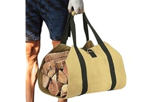LUFEIS Sac de Transport pour Bois de Chauffage, Oxford Sac à Bûche Cheminée, Accessoires de Cheminée Pliables, Grande Capacité Sac à Bûche 98x45 cm pour Intérieur Cheminée Jardin