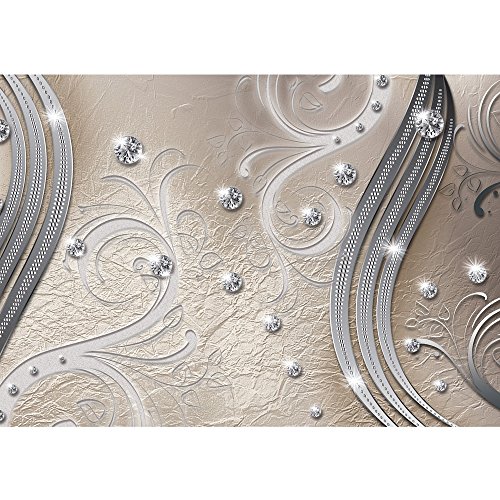 Vlies Fototapete PREMIUM PLUS Wand Foto Tapete Wand Bild Vliestapete - Ornamente Abstrakt Perlen Ranke Diamant Blätter Schwung Streifen - no. 557, Größe: 400 x 280 cm Vlies
