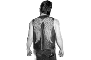 FASHION_FIRST Veste de moto pour homme en cuir avec ailes d'ange pour homme