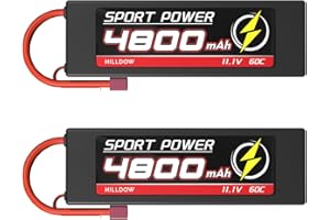 Hilldow M28 RC Batería 3S LiPo Akku 11.1V 60C 4800mAh mit Deans T Stecker, 2 Pack Hardcase Lipo Batería Recargable para Coche RC LKW Buggy Boot