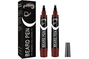 RUBYTINT Beard Dye for Men – Waterproof Formula with 4-Prong Tip – Helps Fill & Shape for a Natural Look Multi-Use Beard Pen Filler (brown 2pcs)