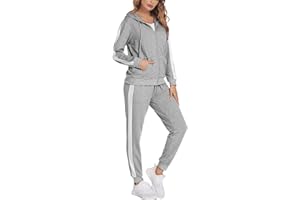Parabler Jogginganzug Damen Set Trainingsanzug Zweiteiler Frauen Sport Anzug Freizeitanzug Kapuzenjacke&Sporthose S-XXL
