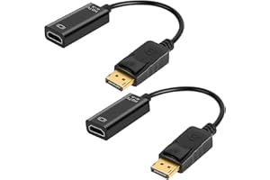 AXFEE 2 Stück 4K DisplayPort auf HDMI Adapter, Unidirektional DP PC auf HDMI Monitor, Kompatibel für Laptop, PC, Monitor, TV, Projektor