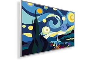 Könighaus Ogrzewanie zdalne na podczerwień, ogrzewanie obrazowe z certyfikatem TÜV/GS, +200 zdjęć, opcjonalnie z termostatem/inteligentnym termostatem, liczba watów: 300/450/600/800/1000. 137. Dorf mit Abstrakten Himmel