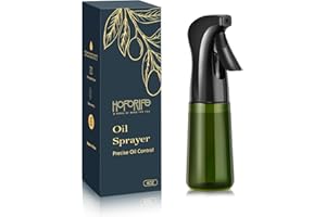 hoforife 2 PCS 180ml/6oz Glass Olive Oil Sprayer Bottle for Cooking, Oil Mister Spray Dispenser Bottles with Portion Control for Kitchen (Dark Green, Light Blockage)