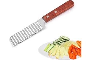 YUANYOUTONG Crinkle Cut Knife, Potato Crinkle Cutter, Stainless Steel Blade Wavy Vegetable Slicer, Crinkle Cutter for Veggies French Fries Chopper Fruit Salad Cutting Tool Home Kitchen Chopping Slicer