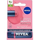 NIVEA Rose Renkli Nemlendirici Dudak Bakım Kremi 4.8gr, SPF30, Allık Etkisi, Dudak ve Yanaklar, E Vitamini