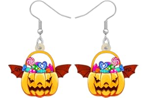 RAIDIN Boucles d'oreilles Halloween en acrylique fantôme citrouille pierre tombale pour femmes filles Boucles d'oreilles pendantes Terreur Bijoux pour cadeaux de fête