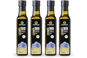 ‎KRÄUTERLAND N A T U R - Ö L M Ü H L E Kräuterland Bio Leinöl 4X250ml (1Liter), bio Leinsamen, kaltgepresst, mild und nussig, reich an Lignane und Omega 3-6-9 Fettsäuren, naturrein ohne Zusatzstoffe, glasflasche, mühlenfrisch