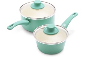 GreenLife, Soft Grip 2-częściowy zestaw rondli ceramicznych z, ​​nieprzywierający, 15cm/1.1L i 18cm/2,1L, turkusowy