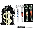 Newzenx® Oil Meth Crystal Pipe 5 Inch Thick Glass Combo Value Pack (12mm/5 Inch/2 Pieces) 2 Different Sign Incl. Velvet Pouch & Pipe Cleaner