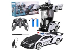 DAJASD 2 in 1 Transformator Ferngesteuertes Auto, 1:18 Transformator Spielzeug, RC Auto Transform Roboter Spielzeug 360°Drehung mit 2.4GHz Batterie Fernbedienung für Jungen Mädchen Geschenke