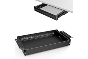 PUTORSEN Cassetto portaoggetti sotto scrivania largo 400 mm-Organizzatore scorrevole fluido per scrivania regolabile in altezza e ufficio domestico, carico max 8 kg, scorrimento silenzioso, nero