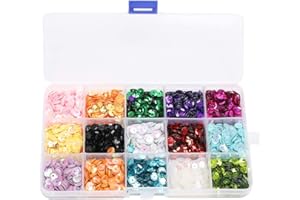 Soleebee 15 Farben Lose Craft Pailletten Großschale Pailletten für DIY Kunsthandwerk Making Hochzeitsdekoration, 6mm schillernden Flitter, 150 Gramm