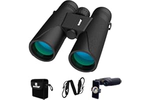 QUNSE Binoculars for Adults 12x42 with Phone Adapter Compact Binoculars Bird Watching Travel Sightseeing Hunting Wildlife Outdoor Sports Games and Concerts