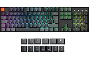 Keychron K10 QMK Clavier Jeu Mécanique sans Fil Personnalisé, Hot-Swap 104 Touches Programmerbar Commutateurs Banane, Rétroéclairage RVB, Bluetooth pour Mac/Windows/Linux, Disposition FR - Version 2