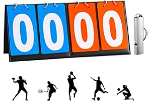 Dyiouxin 4 Dígitos Marcador Deportivo,0-99 Flip Marcador de Puntuación,con Silbato,Portátil,para Baloncesto, Fútbol, ​​Béisbol,Voleibol,Tenis,Tenis de Mesa