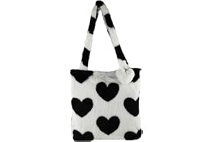 Jeffdad Borsa da donna in peluche, carina, soffice, a tracolla, con chiusura lampo, grande borsa shopper per ufficio, viaggi, shopping, scuola e uso quotidiano