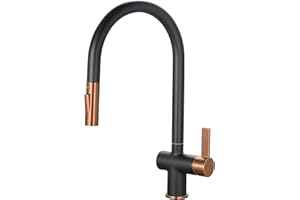 Keenware KKT-583 Kingsbury Dual Spray Pull Out Monobloc Kitchen Tap, Black & Rose Gold