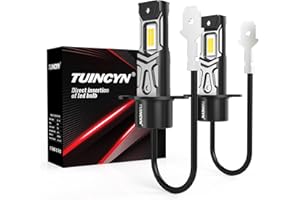 TUINCYN Lampadina H3 LED 80W 16000LM, +400% Super Luminosa 1:1 Mini H3 Fari per Auto Sostituzione per Alogena Lampade e Xenon Luci, Plug and Play, Non polarità, 6000K Bianco DC12V, 2 Lampadine