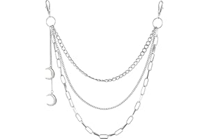 HENGBIRD Punk, collana da donna con la luna, in jeans, catena hip hop, per ragazze/donna, 60*3*2cm, Metallo, nessuna.