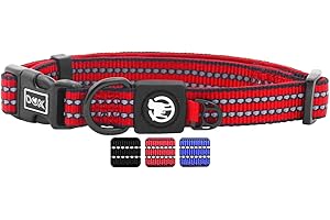 DDOXX Collare Cane Nylon, Riflettente, Imbottito, Regolabile | Tanti Colori e Taglie | per Cani Piccoli Medi e Grandi | Collari Gatti Cuccioli Piccola Media | Collarino Gatto | Rosso, M, gps cane