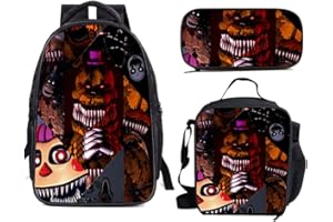 XINCHANGDA Five Nights Juego de mochila FNAF para niños, mochila escolar de gran capacidad para estudiantes, mochila casual con bolsa de hombro y bolsa para bolígrafos