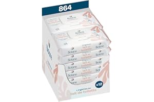 BIOLANE - Pack de 12 Lingettes au lait de toilette - Bébé - 864 Lingettes - Nettoie et hydrate - Peaux sensibles - 98% d'origine naturelle -Fabriqué en France