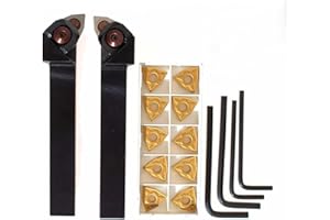 Maizoon External Lathe Tool Holder CNC Lathe Accessories WWLNR1616H08+WWLNL1616H08+10pcs 12MM Carbide Inserts+4pcs Wrench Lathe Grooving Turning Boring Bar DZ16