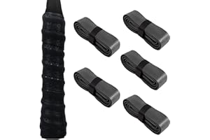 POWGLASS Tennis Griffband, 5er-Pack Rutschfestes Badminton Griffband, Selbstklebendes Tennis Griffband für Tennisschläger, Badminton Schläger & Overgrip - Anti-Rutsch Griffband für Federballschläger - Schwarz