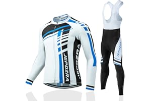 JEPOZRA Maillot Ciclismo Hombre Ropa Bicicleta Conjunto MTB Maillot Bici Manga Larga y Culotte Ciclista con Badana Gel