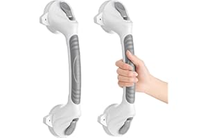 FANWER 2PCS Maniglia Doccia Senza Foratura 38 cm | Maniglia Doccia con Ventosa | Carico massimo per singolo di 130 kg