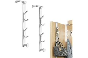 xiruiubao Klädhängare för dörr klädhängare, justerbar dörrhängare 1,2 till 6 cm tjocklek, hängande badrock för kläder handväskor handdukar, 2 stycken vita