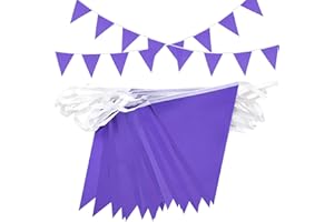 Topeedy 20M Purple Bunting Flags Party Decoration,40pcs Reusable Purple Pennant for Birthday Wedding Party Baby Shower Home or Garden Triangle Flags