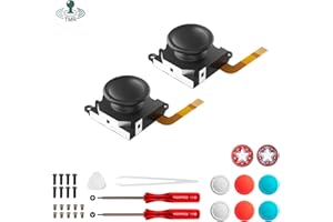 AKNES GuliKit TMR Joysticks Repuesto para Switch OLED/Switch/Switch Lite JoyCon, No Drift Magnético Stick Recambios para Mando JoyCon, con Kit de Reparación, Tapas de Pulgares de 4 Colores - 1 par