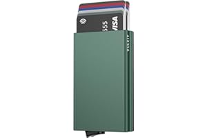 VULKIT Etui na karty kredytowe, ochrona RFID, rozkładane metalowe etui na karty z podwójnymi etui na karty, smukły inteligentny portfel na 10 kart, Północ Zielony, Posiadacz karty