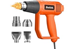AUTOBABA Pistola Termica 2000W, Pistola ad Aria Calda Professionale, 60℃-600℃ Temperatura Regolabile con Protezione da Sovraccarico, 4 Accessori per Restringere il PVC, Sverniciare, Riscaldare e Scongelare