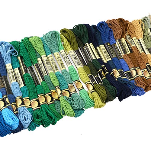 Tinksky Stickgarn Sticktwist 8m 6-Fädig mehrfarbigen Farblich Bunt Basteln, 100 Docken - 5
