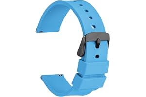 WOCCI Cinturino in Silicone Fibbia Nera, Sgancio Rapido, 13 Colori Cinturini di Ricambio per Orologi in Gomma, 14mm 16mm 18mm 20mm 22mm 24mm