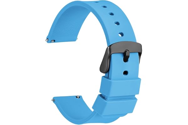 WOCCI Bracelets de Montre en Silicone, Boucle en Acier Inoxydable Noir, Libération Rapide, Bandes de Rechange en Caoutchouc Souple 13 Couleurs, 14mm 16mm 18mm 19mm 20mm 21mm 22mm 24mm